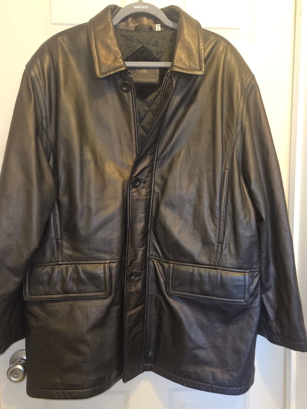 Men's Leather Button-Front Coat